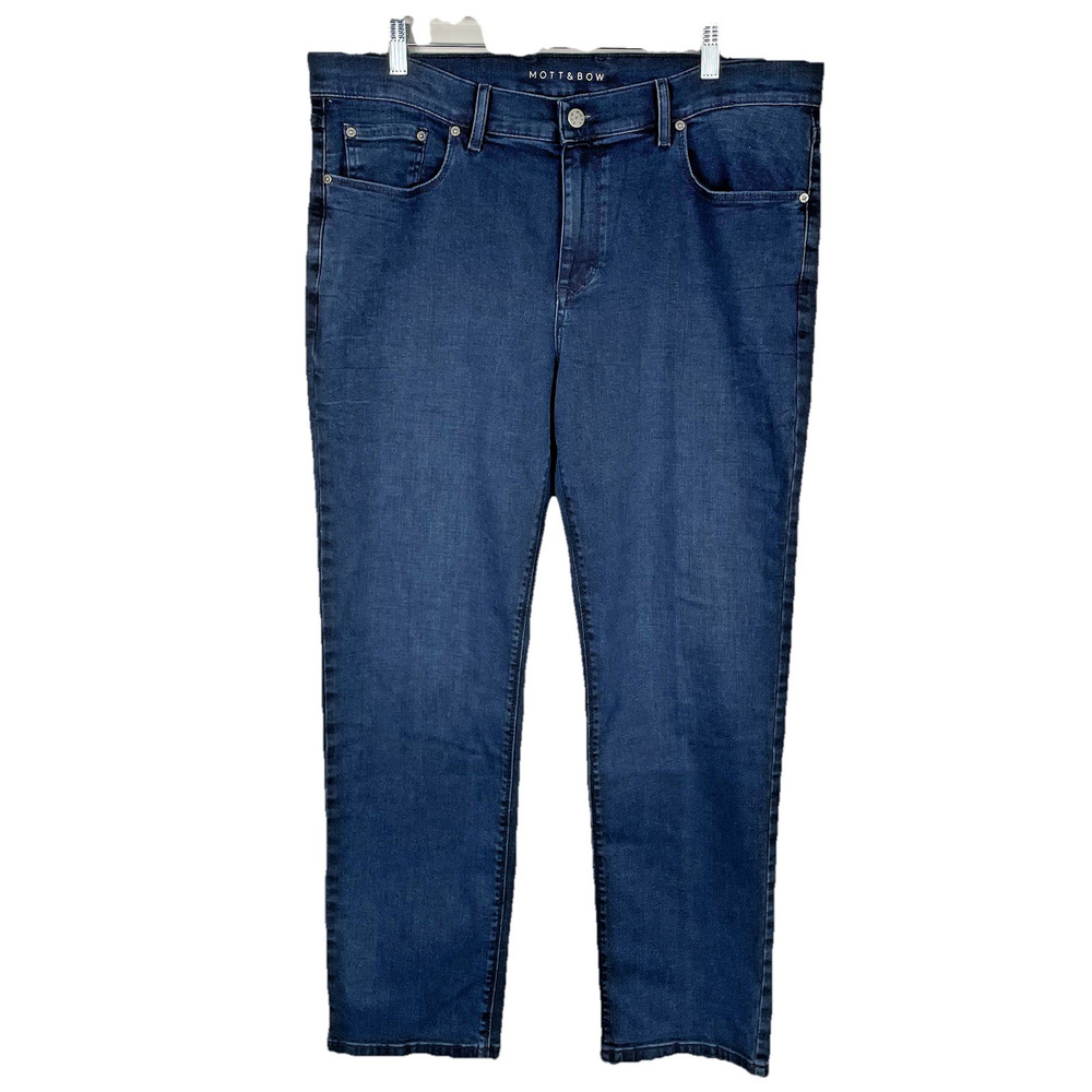 Mott And Bow Jeans Mens 36x30 Straight Leg Slim Dark Wash Stretch Preppy Classic